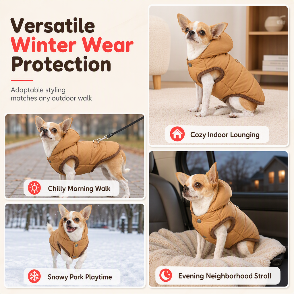 🐾 BEGRÄNSAD TID 49% RABATT! ✨ Hundkappa med huva – Fleecefodrad, Vindtät 🧥✨3% rabattkod: NOR3