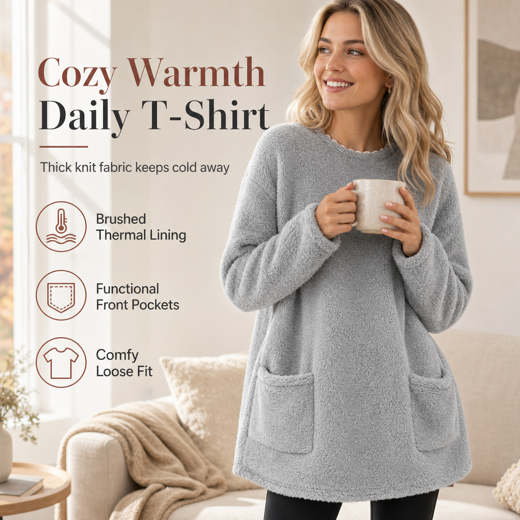 🍂50% RABATT☁️Damernas varma rundhalsade långärmade topp✨3% rabattkod: NOR3