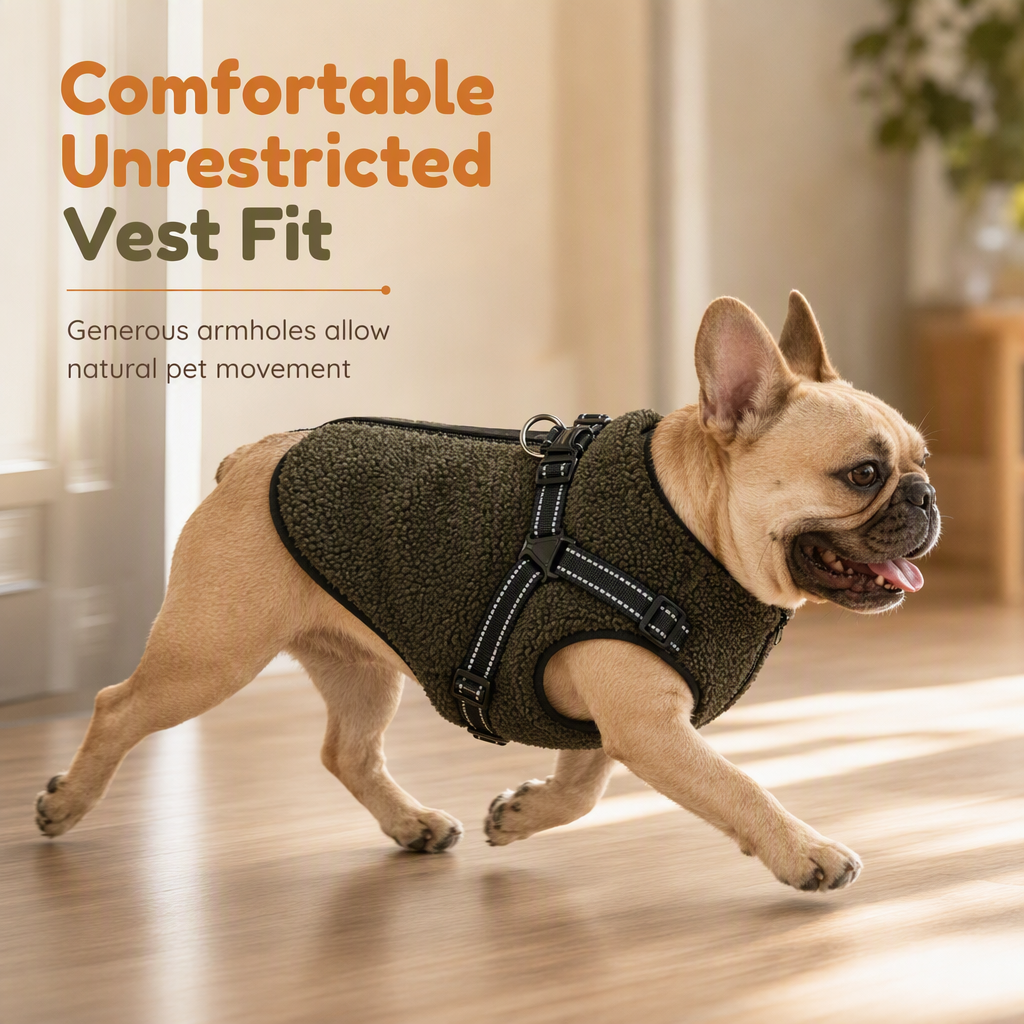 Varm vinterhundkappa med reflekterande remsor och sele för små och medelstora hundar✨3% rabattkod: NOR3