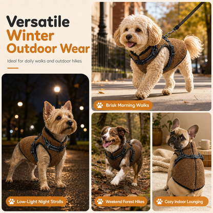 Varm vinterhundkappa med reflekterande remsor och sele för små och medelstora hundar✨3% rabattkod: NOR3