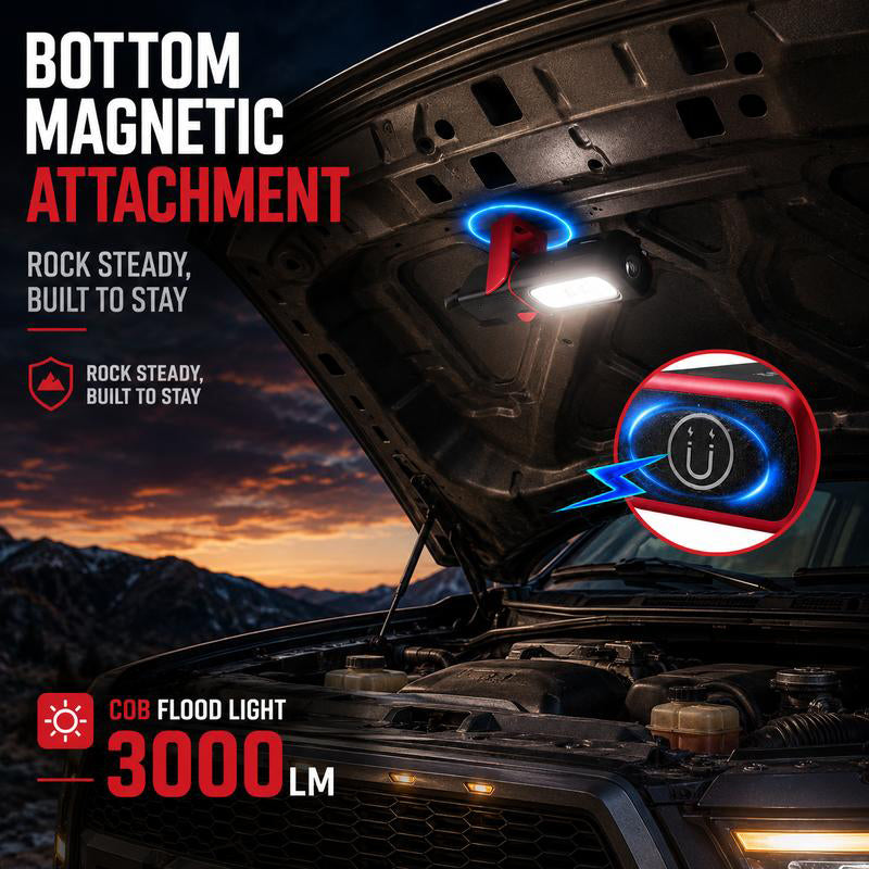 Laddningsbar COB LED-arbetslampa – Magnetisk bas & 360° rotation
