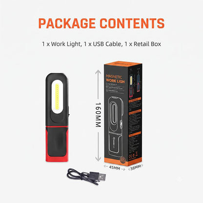 Laddningsbar COB LED-arbetslampa – Magnetisk bas & 360° rotation