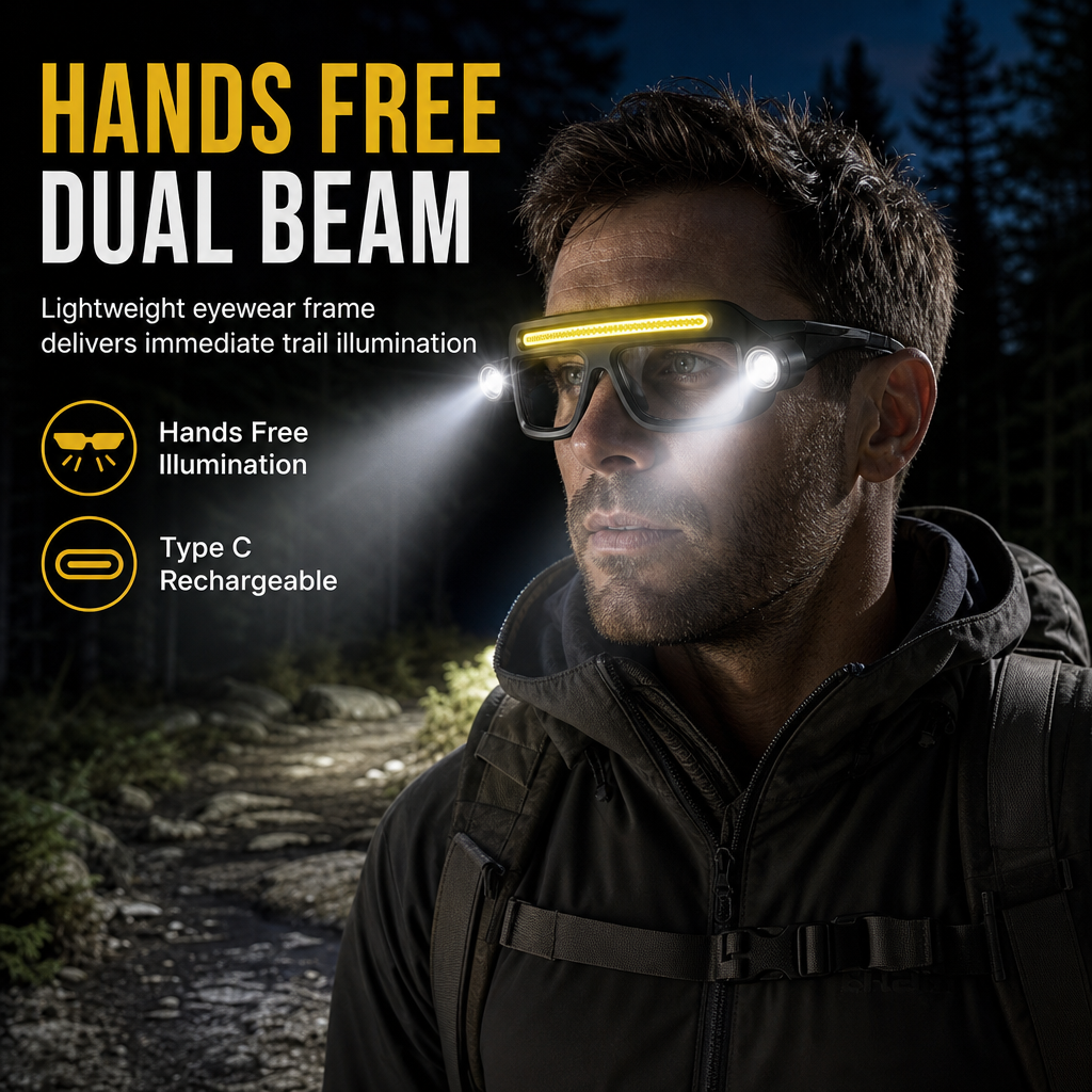 ⏳SISTA DAGEN REA ENDAST￡9.99!!💥JOYTUTUS® Uppladdningsbara LED-pannlampsglasögon – Handviftssensor🔧💡Type-C USB, 5-läges COB, IPX4, Ultralätta för camping & motorcykel 🔦🏕️🏍️🇬🇧