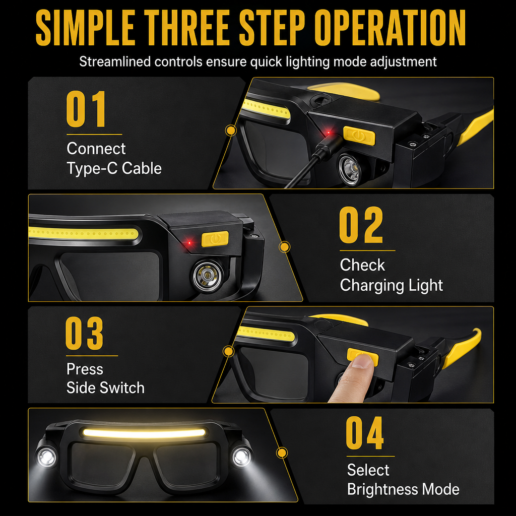 ⏳SISTA DAGEN REA ENDAST￡9.99!!💥JOYTUTUS® Uppladdningsbara LED-pannlampsglasögon – Handviftssensor🔧💡Type-C USB, 5-läges COB, IPX4, Ultralätta för camping & motorcykel 🔦🏕️🏍️🇬🇧