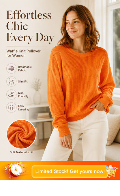 💖Nyhet-50% RABATT💖Damernas våffelstickade Loose‑Fit-sweatshirt