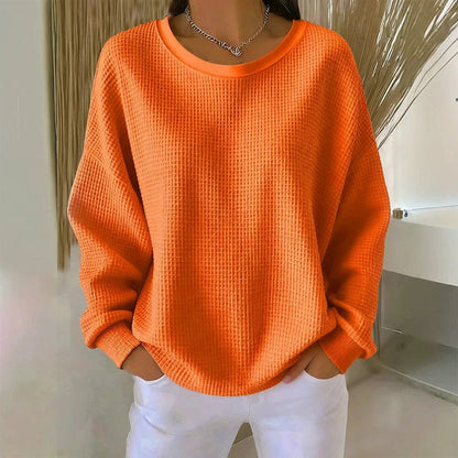 💖Nyhet-50% RABATT💖Damernas våffelstickade Loose‑Fit-sweatshirt