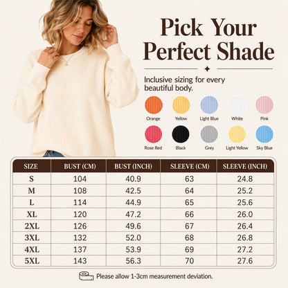💖Nyhet-50% RABATT💖Damernas våffelstickade Loose‑Fit-sweatshirt