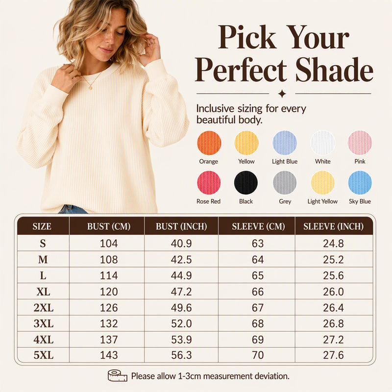 💖Nyhet-50% RABATT💖Damernas våffelstickade Loose‑Fit-sweatshirt