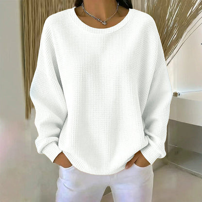 💖Nyhet-50% RABATT💖Damernas våffelstickade Loose‑Fit-sweatshirt