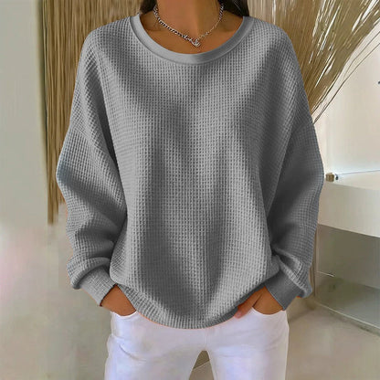 💖Nyhet-50% RABATT💖Damernas våffelstickade Loose‑Fit-sweatshirt