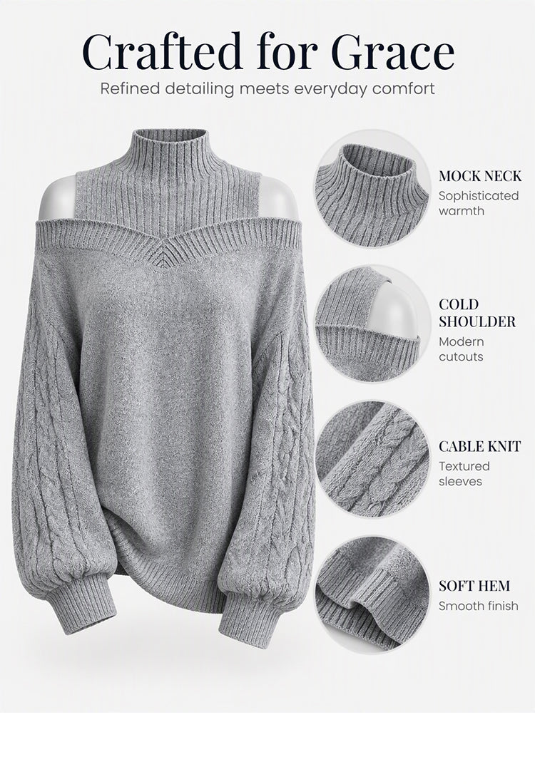 Damtröja med cold shoulder och mockhals