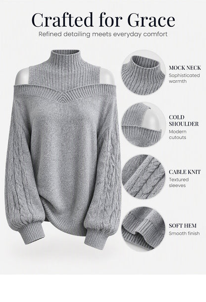 Damtröja med cold shoulder och mockhals