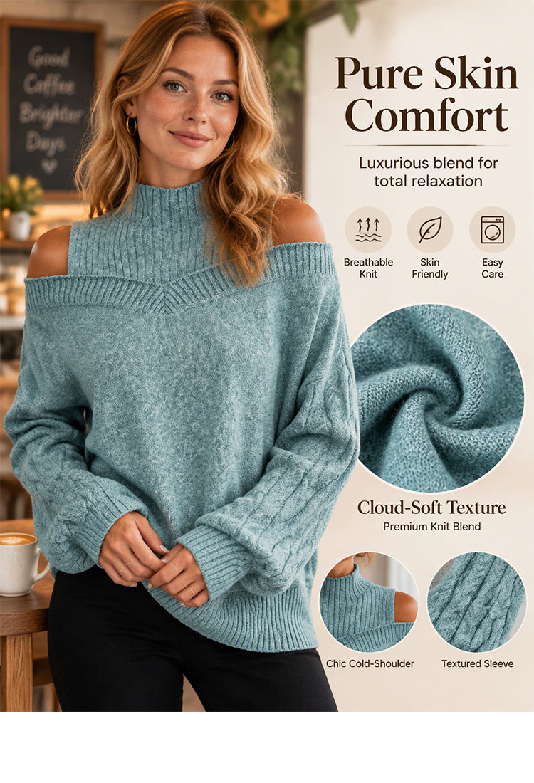 Damtröja med cold shoulder och mockhals
