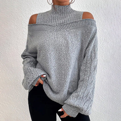 Damtröja med cold shoulder och mockhals
