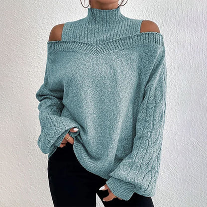 Damtröja med cold shoulder och mockhals