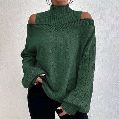 Damtröja med cold shoulder och mockhals