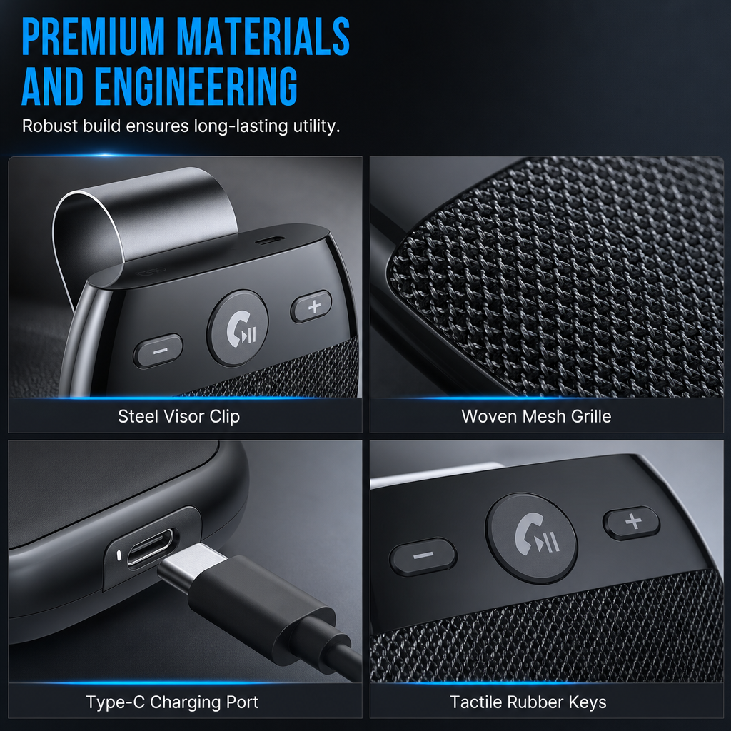 🚗52% RABATT NU! SP11 Bluetooth-handsfree-högtalartelefon för solskydd i bil, automatisk påslagning via vibration, A2DP-musikströmning, röstprompt för nummerpresentation, Bluetooth 5.0-högtalare för solskyddsmontering för säkra samtal under körning