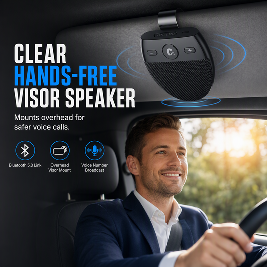 🚗52% RABATT NU! SP11 Bluetooth-handsfree-högtalartelefon för solskydd i bil, automatisk påslagning via vibration, A2DP-musikströmning, röstprompt för nummerpresentation, Bluetooth 5.0-högtalare för solskyddsmontering för säkra samtal under körning