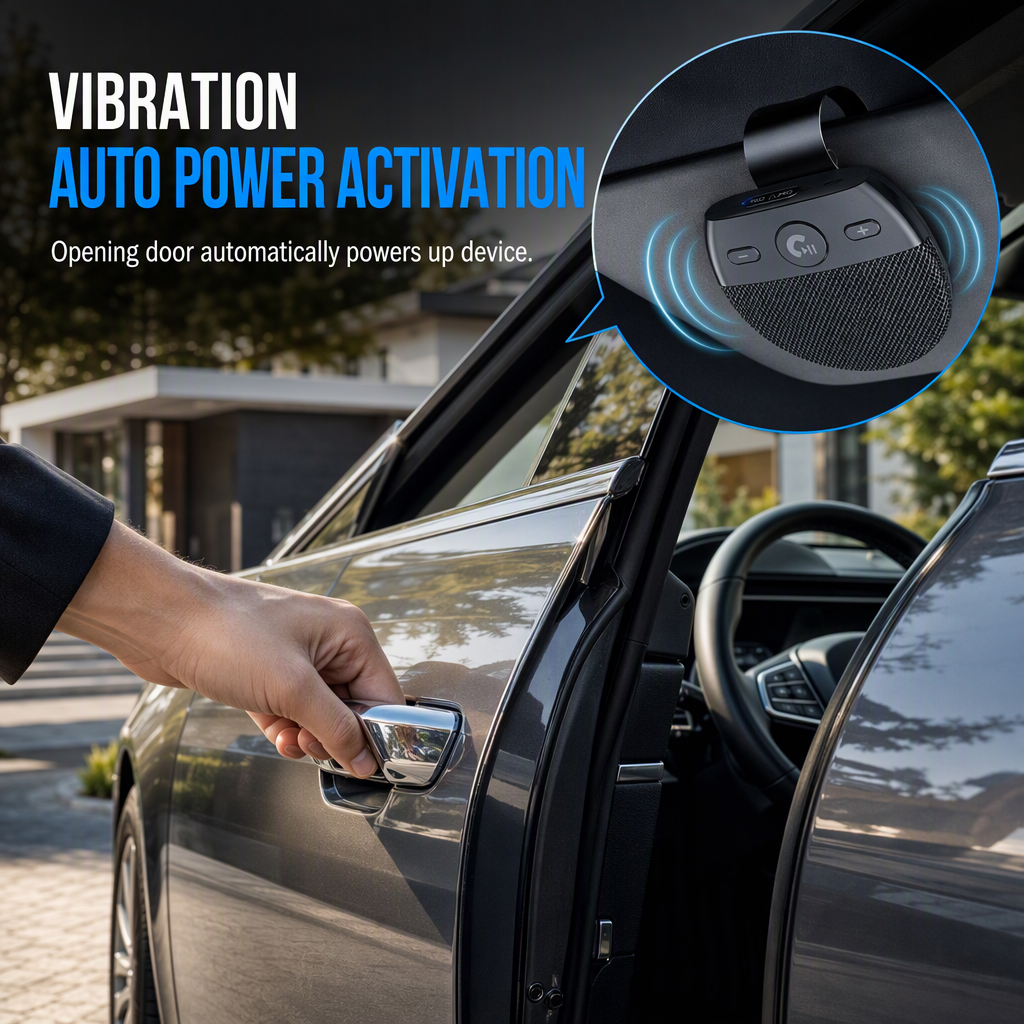 🚗52% RABATT NU! SP11 Bluetooth-handsfree-högtalartelefon för solskydd i bil, automatisk påslagning via vibration, A2DP-musikströmning, röstprompt för nummerpresentation, Bluetooth 5.0-högtalare för solskyddsmontering för säkra samtal under körning