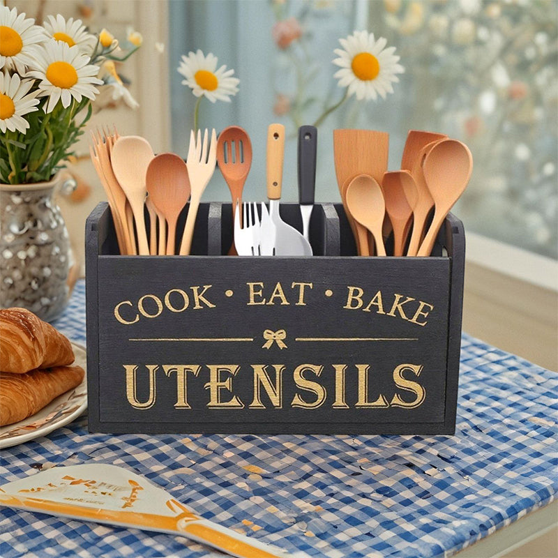 "Cook Eat Bake" träorganiseringslåda