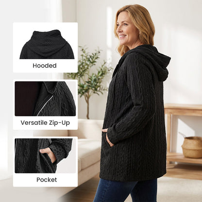 Avslappnad huvjacka med vid passform i kabelstickat material✨3% rabattkod: NOR3