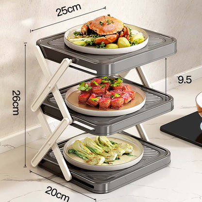 🍽️ 50 % RABATT JUST NU! 📦 Förvaringsställ för skålar med 4 hyllor – hopfällbart, stabilt och utnyttjar utrymmet i ditt kök maximalt✨Fri frakt✨