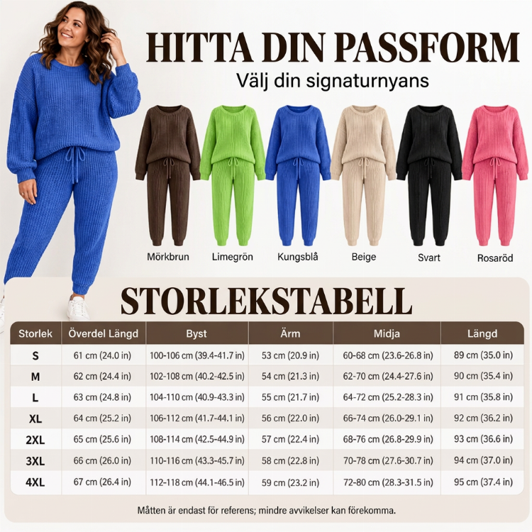 Tvådelat set i ribbad stickning för damer, i avslappnad stil✨Fri frakt✨