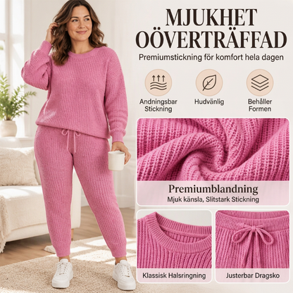 Tvådelat set i ribbad stickning för damer, i avslappnad stil✨Fri frakt✨