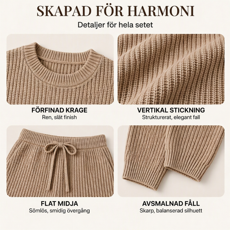 Tvådelat set i ribbad stickning för damer, i avslappnad stil✨Fri frakt✨
