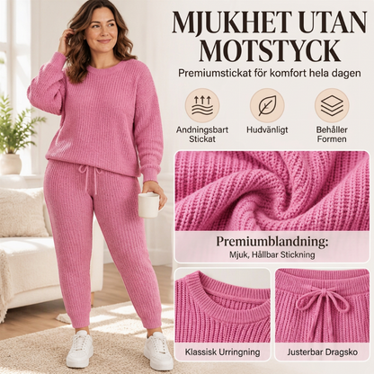 Tvådelat set i ribbad stickning för damer, i avslappnad stil✨Fri frakt✨