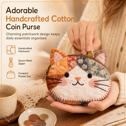 🎁Julrean Het Försäljning 50% RABATT🐱Söt lapptäckskatt-myntpung, handgjord tygkattunge-minipung, portabel kortficka för flickor✨3% rabattkod: NOR3